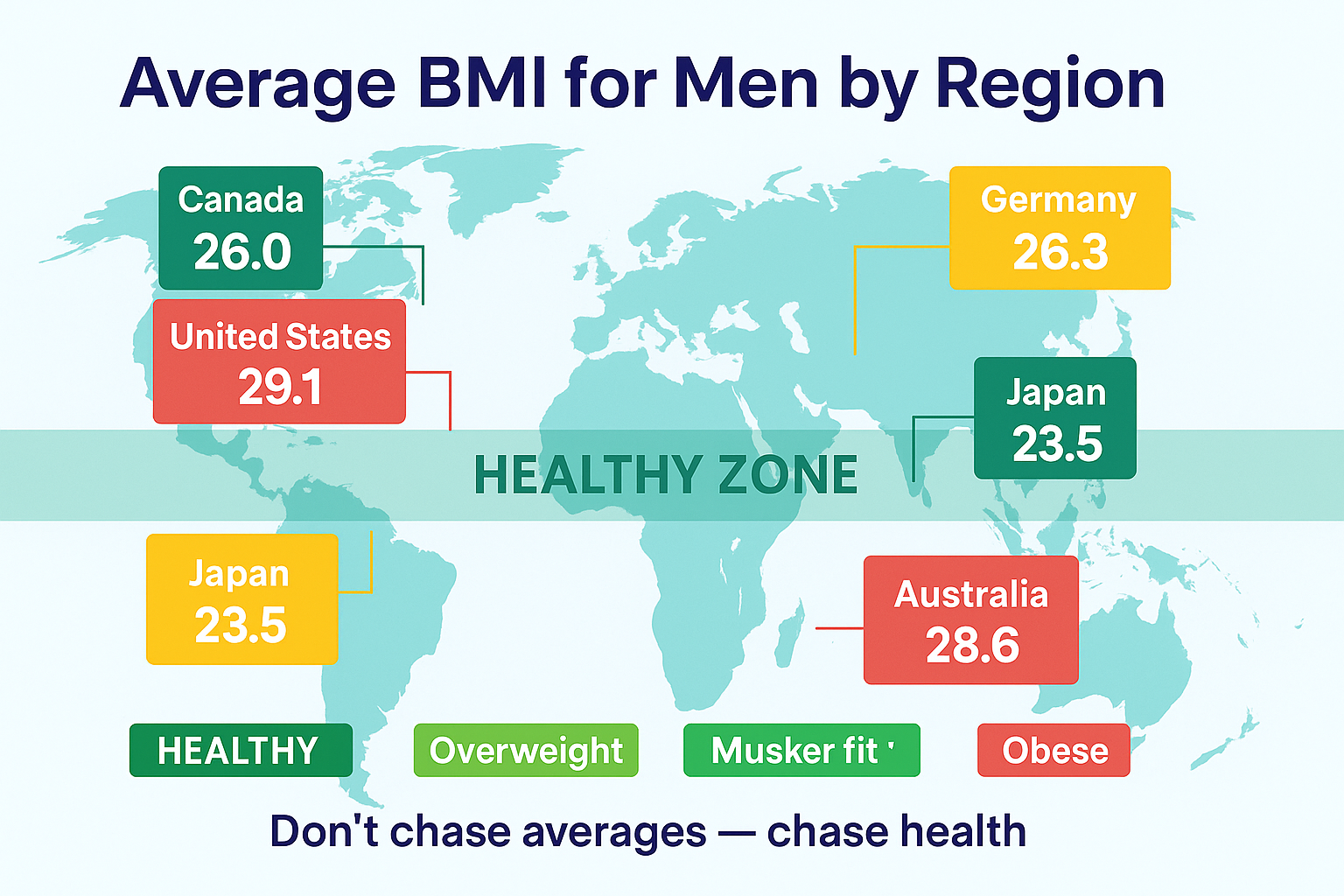 Average BMI for Men by Region